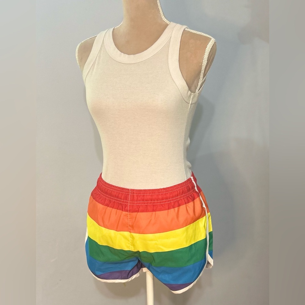 Men or Women’s Uzzi Activewear Rainbow Pride Split Side Shorts, Size Small